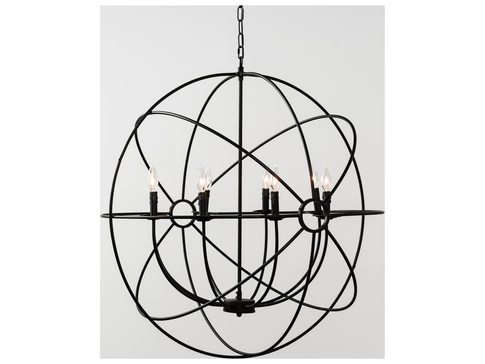 8-Light Derince Iron Chandelier in Black