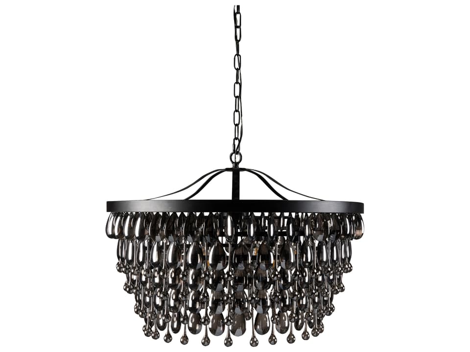Renata 7-Light Chandelier in Black Iron with Glass Droplets
