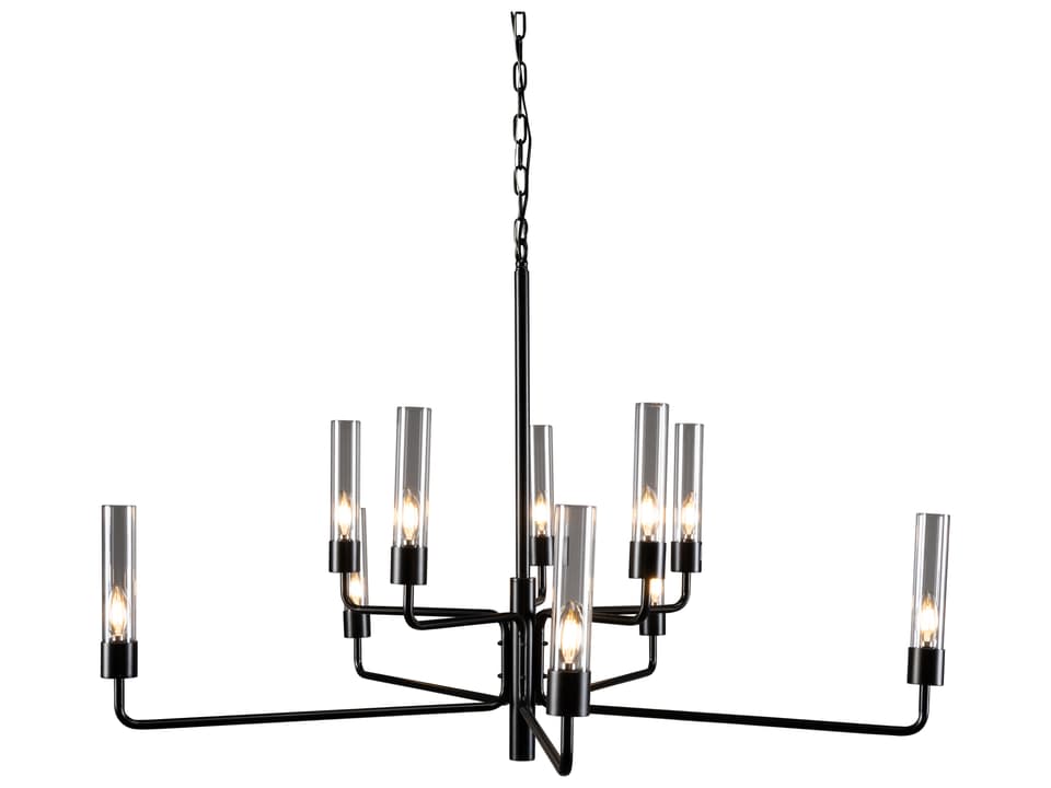 10-Light Madeline Chandelier in Glossy Black with Clear Glass