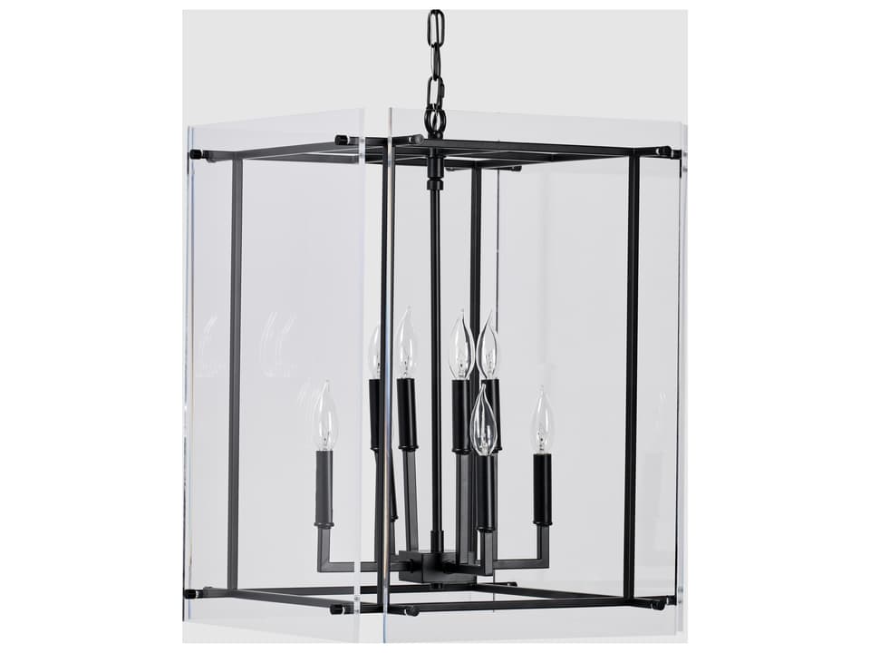 8-Light Kiran Chandelier in Black Iron and Acrylic