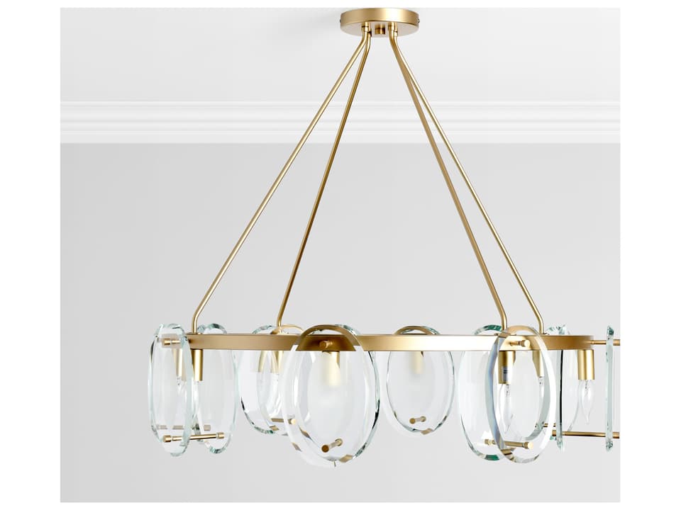 Gina 8-Light Chandelier in Clear Glass and Gold Iron