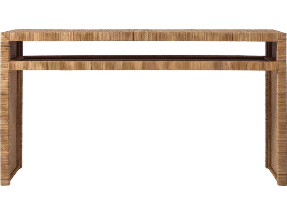 Long Key Console Table in Natural Rattan