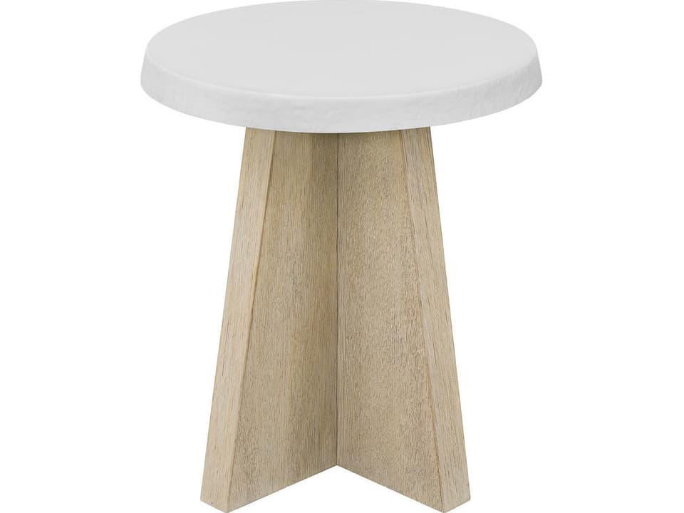 Dockside Round Accent Table with Concrete Top and Oak Base