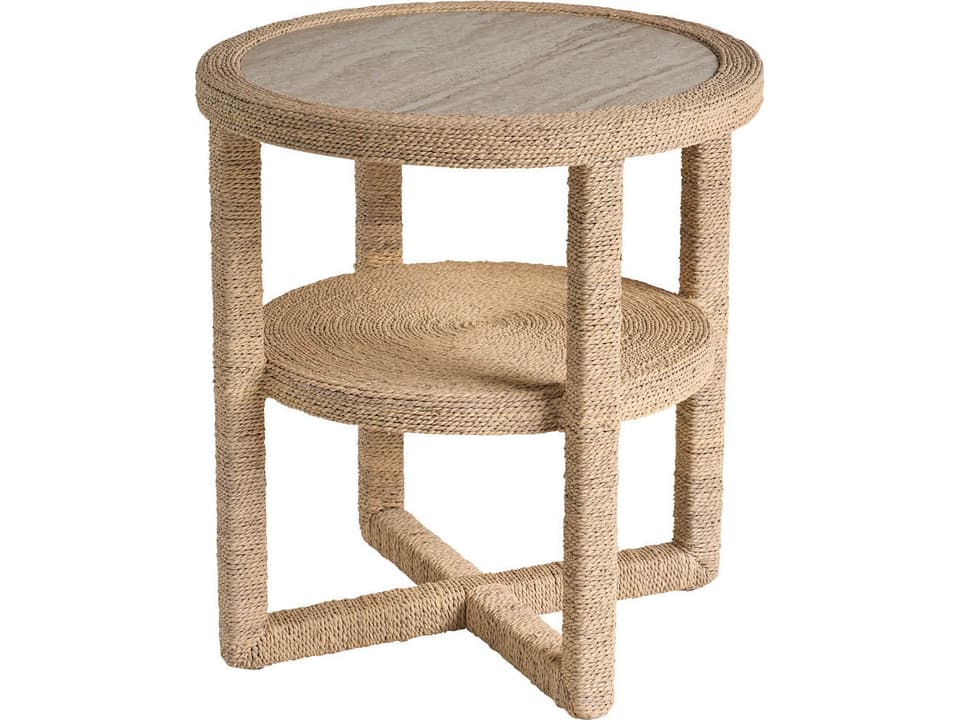 Oasis Round Stone Natural Tan End Table