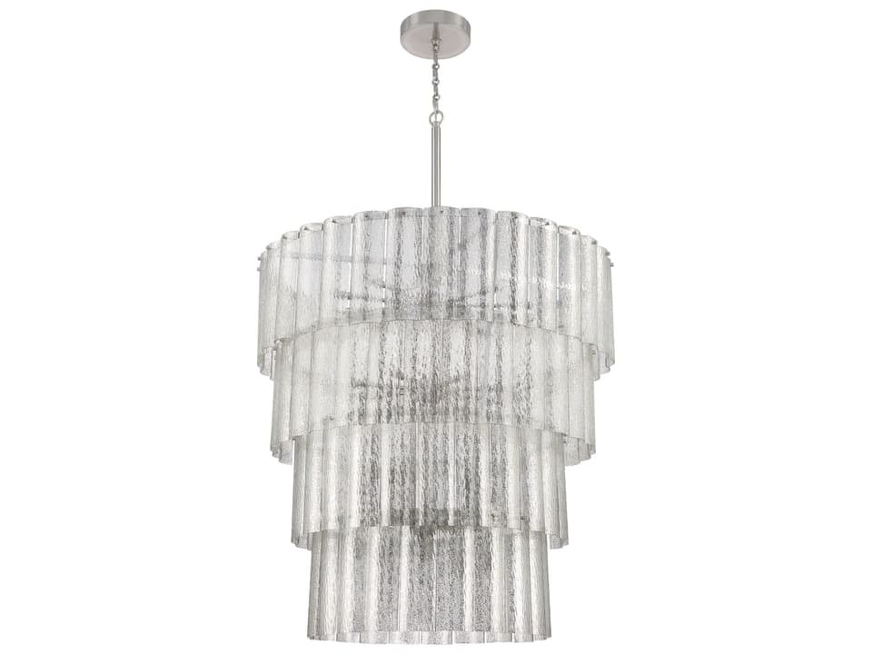 Museo 28-Light Tiered Chandelier in Brushed Polished Nickel with Mercury Glass