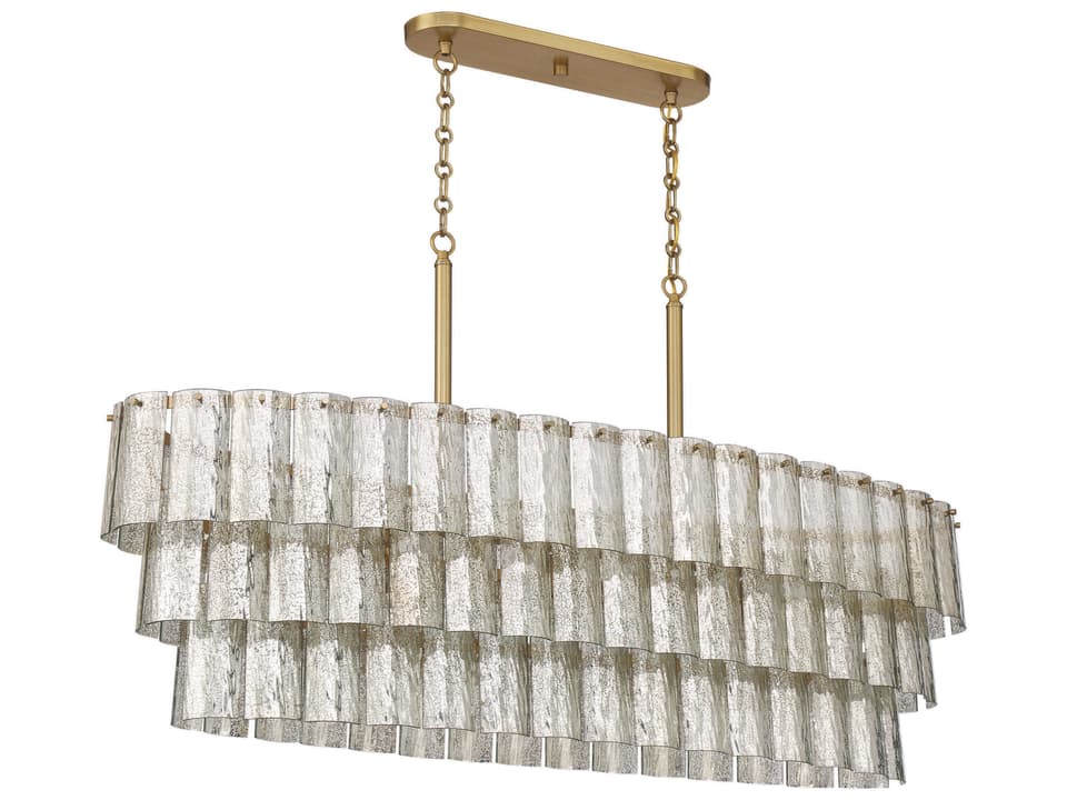 7-Light Museo Tiered Mercury Glass Island Light in Satin Brass