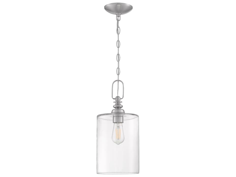Dardyn 1-Light Mini Pendant Light in Brushed Polished Nickel with Clear Glass