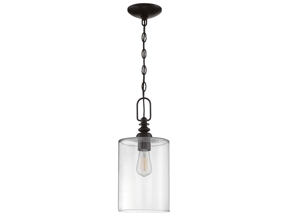 Dardyn 1-Light Mini Pendant Flat Black with Clear Glass Shade