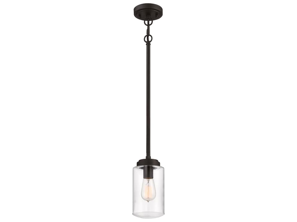 Crosspoint 1-Light Outdoor Mini Pendant in Espresso with Clear Glass