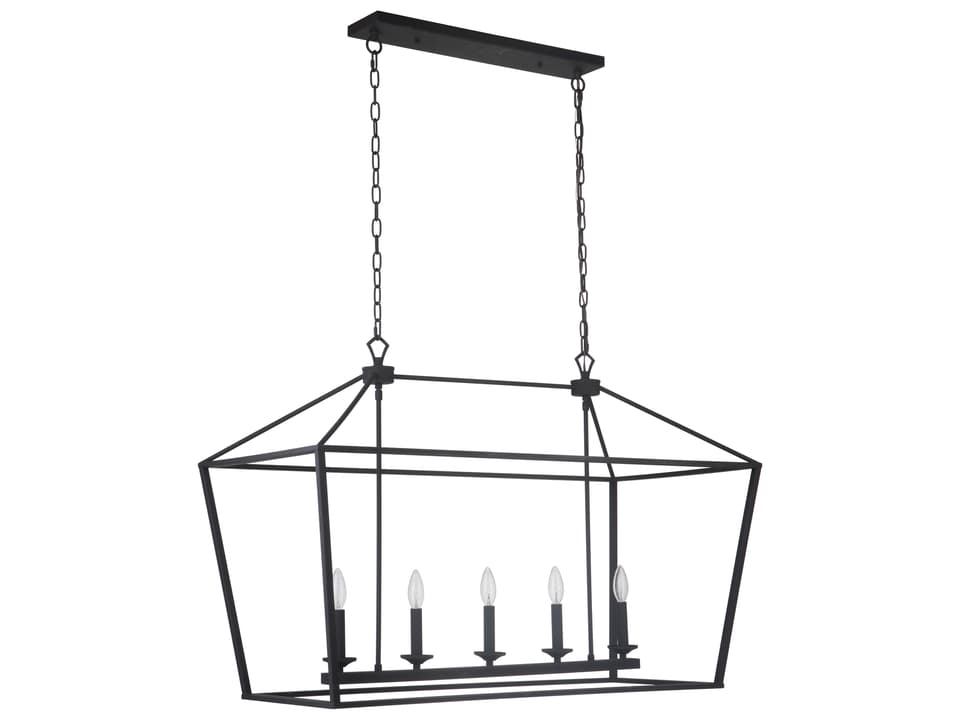 5-Light Flynt Linear Chandelier in Flat Black