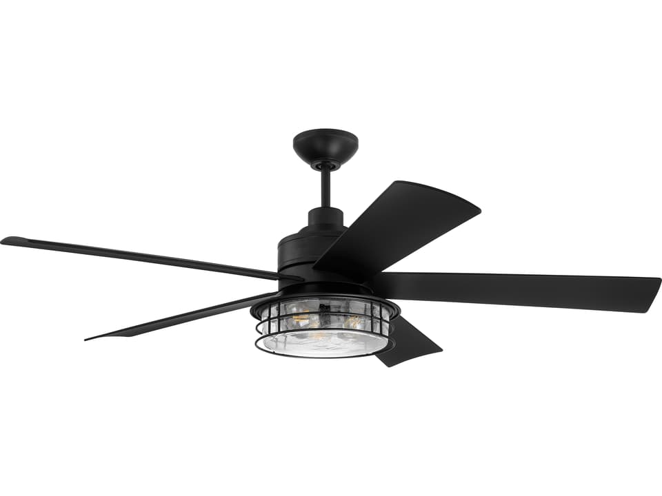Garrick 56-Inch 5-Blade Indoor Outdoor Ceiling Fan with LED Light Kit in Flat Black