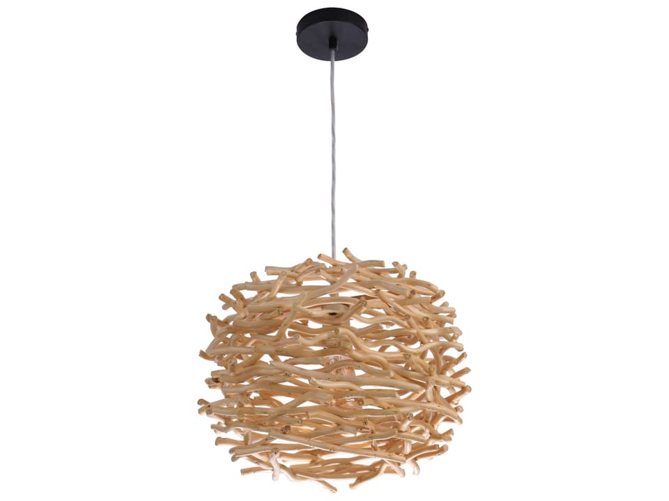 Natural Orb Pendant Light in Natural Wood Finish