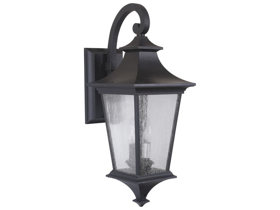 Argent II 2-Light Outdoor Wall Sconce in Midnight with Clear Seeded Glass