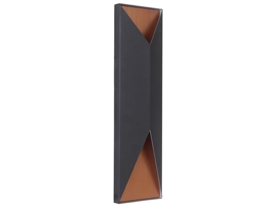Peak 18-Inch Integrated LED Outdoor Wall Sconce in Textured Black and Satin Brass