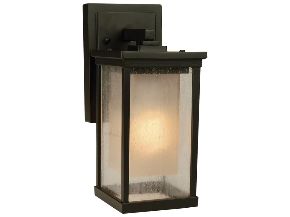 Riviera 1-Light Oiled Bronze Outdoor Wall Sconce with Seeded Glass