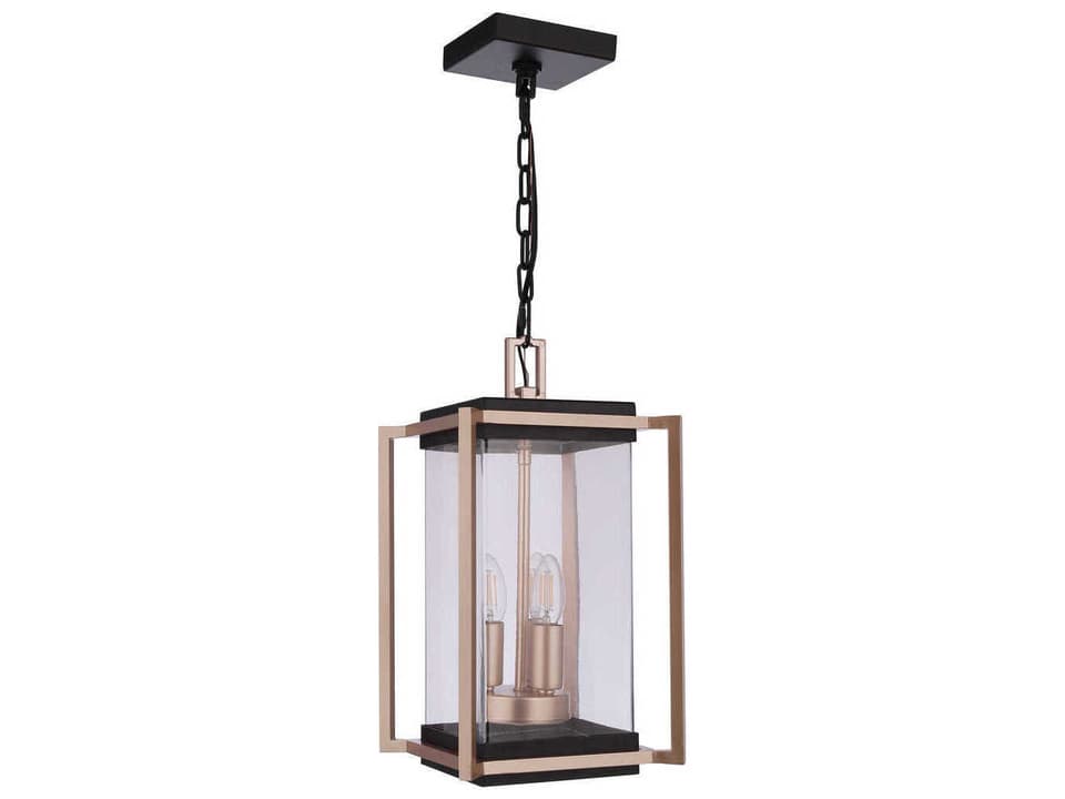 Metalwork 3-Light Outdoor Pendant Light in Midnight and Satin Brass