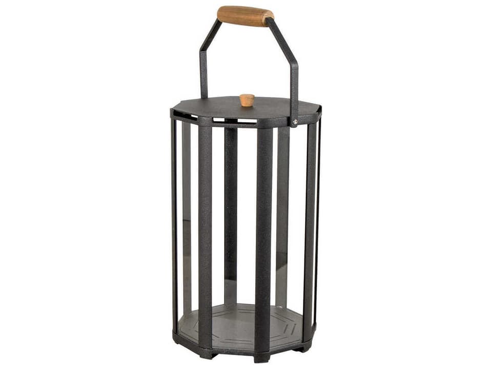 Lightlux Small Outdoor Lantern with Teak Handle in Lava Grey