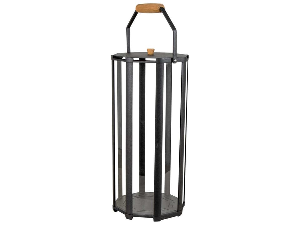 Lightlux Large Outdoor Lantern in Lava Grey with Teak Handle