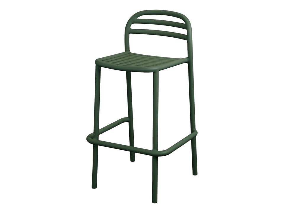 Cane Line Bliss Dark Green Aluminum Bar Chair