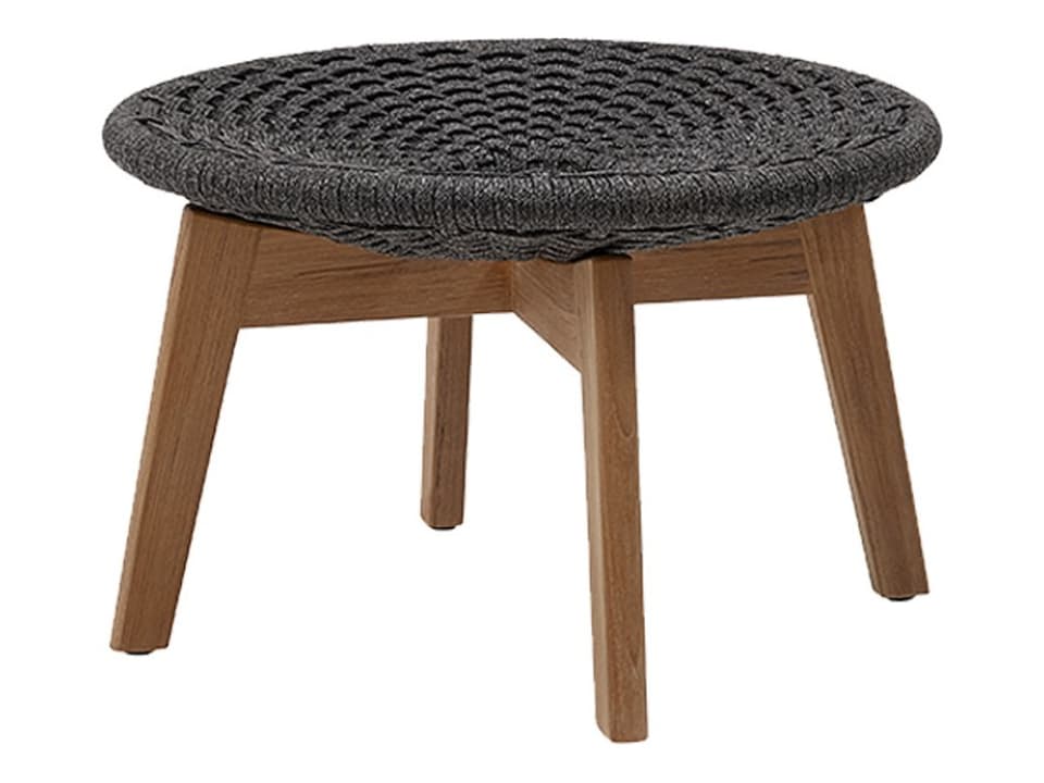 Peacock Dark Grey Soft Rope Teak Ottoman