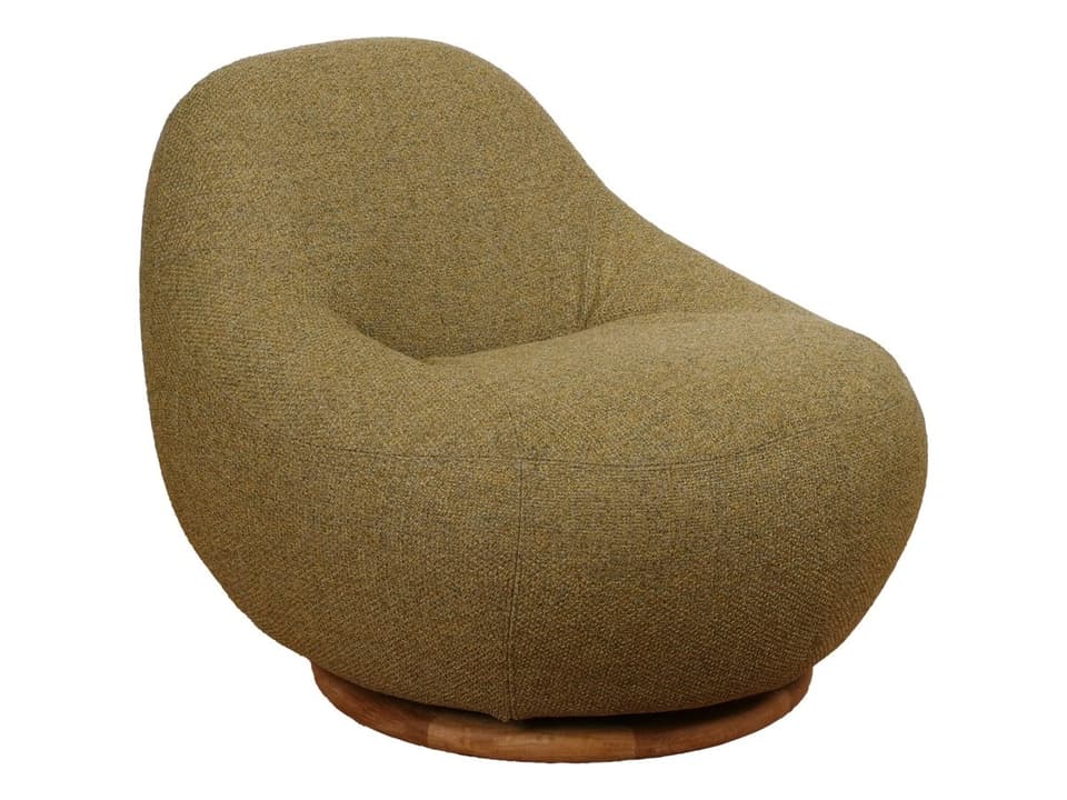 Gem Lounge Chair with Teak Swivel in Turmeric Yellow