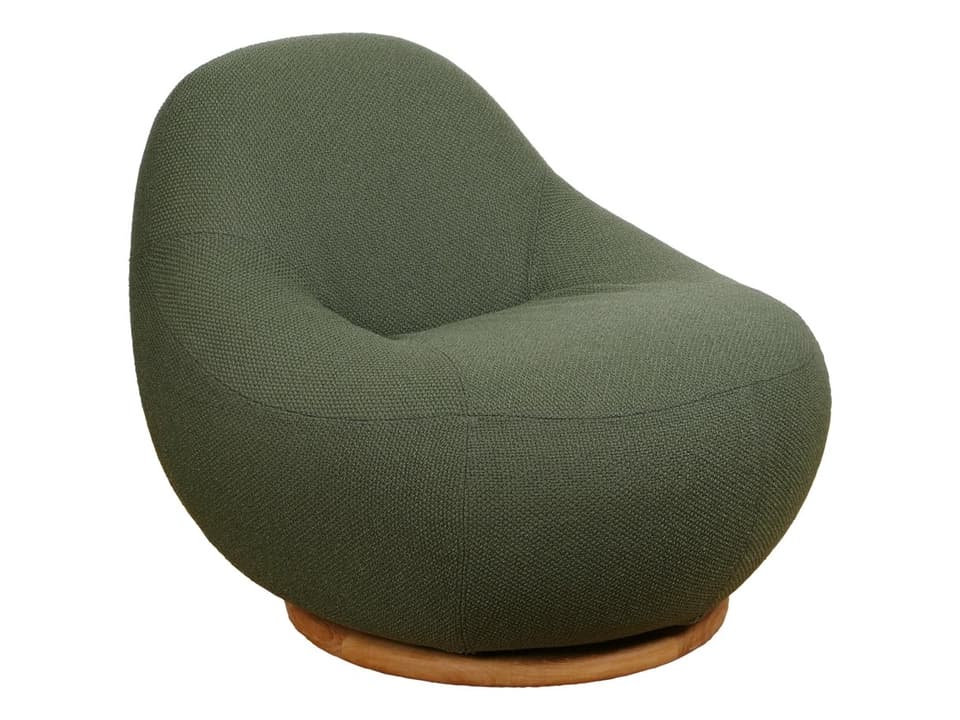 Gem Dark Green Rise Lounge Chair with Teak Swivel