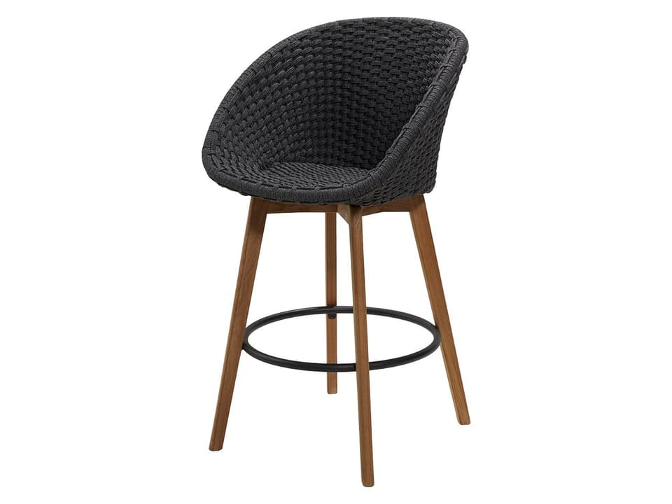 Peacock Rope Bar Stool Teak and Dark Grey