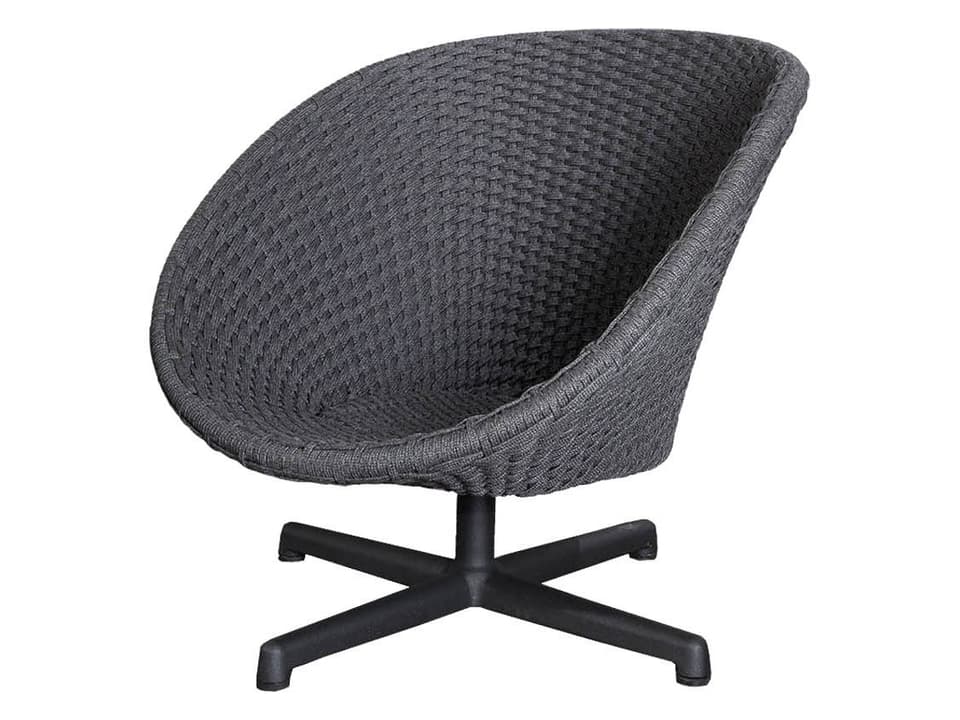 Peacock Dark Grey Soft Rope Aluminum Swivel Lounge Chair
