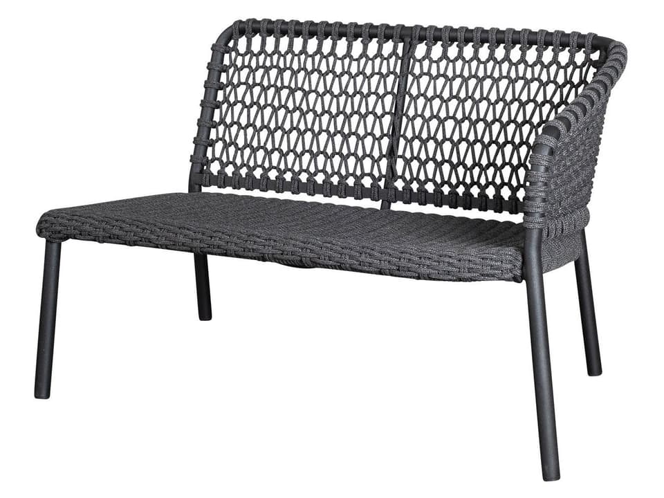 Ocean Left Arm Modular Sectional Module in Aluminum and Soft Rope Dark Grey