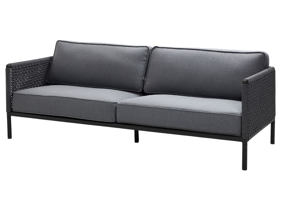 Encore Dark Grey Soft Rope/Lava Grey Aluminium 3-Seater Sofa