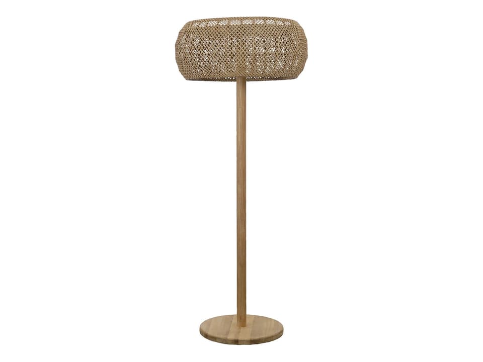 Illusion Glow 24-Inch Teak and Weave Outdoor Floor Lamp