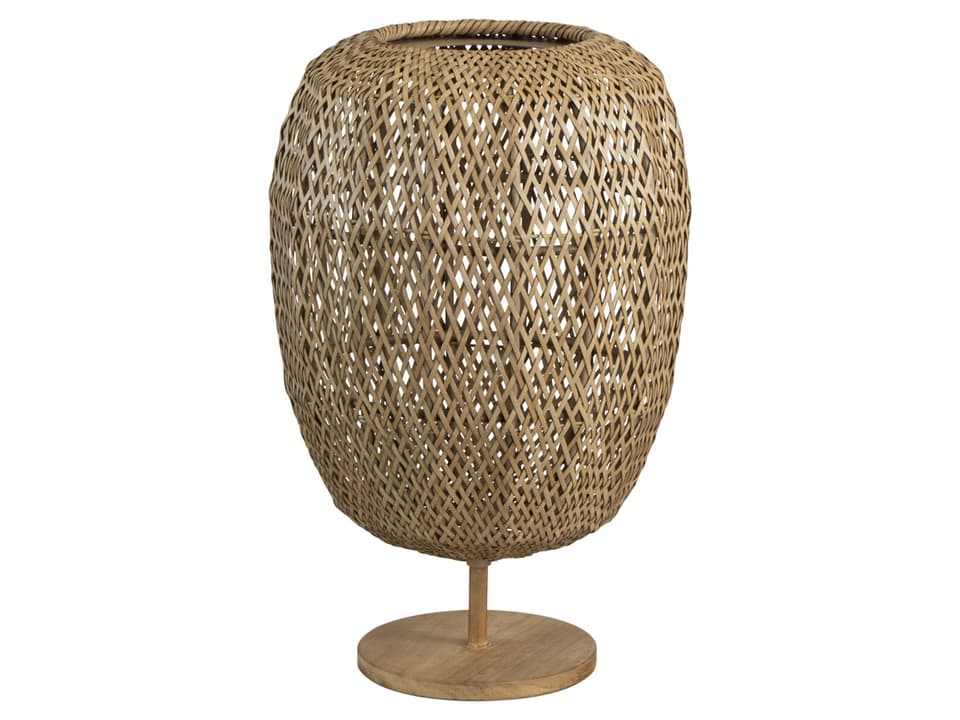 Illusion Glow Teak Table Lamp Medium