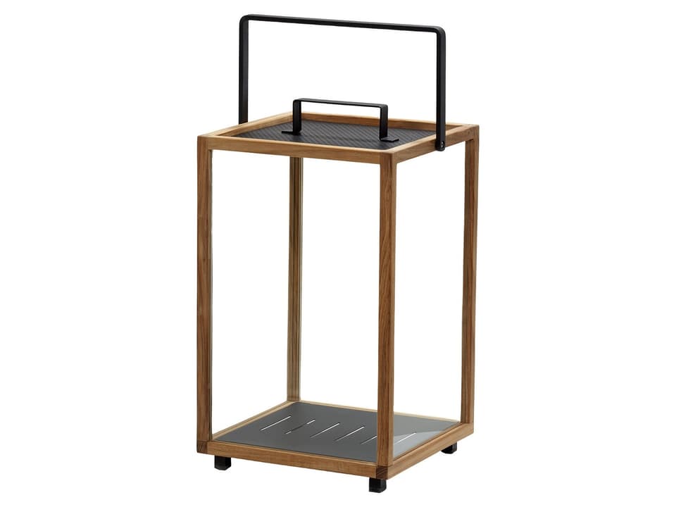 Lighthouse Large Teak and Lava Grey Aluminum Lantern