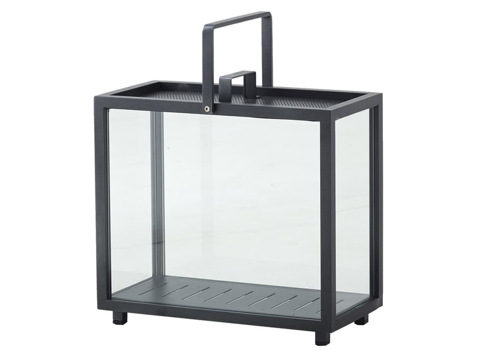 Lighthouse Rectangular Aluminum Lantern in Lava Grey
