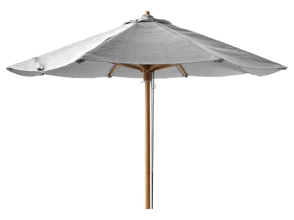 Classic Teak Pole Parasol W/Pulley System Low