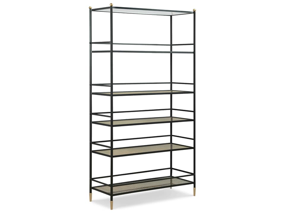 Thomas Obrien Rustic Black / Brass Tom-Tom Etagere