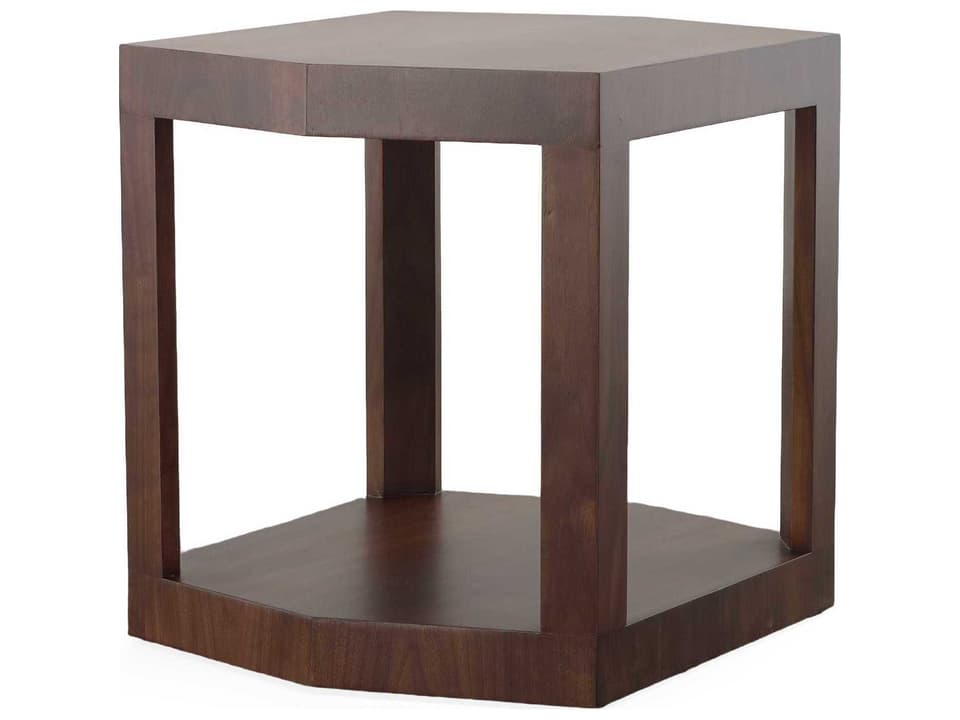 Compositions Side Table with Open Shelf Walnut and Mahogany