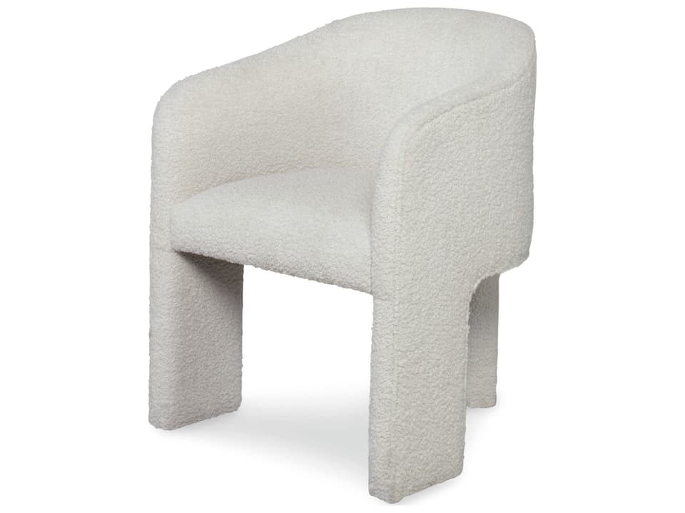 Cadence Open Leg Upholstered Dining Armchair in Off-White Boucle Fabric