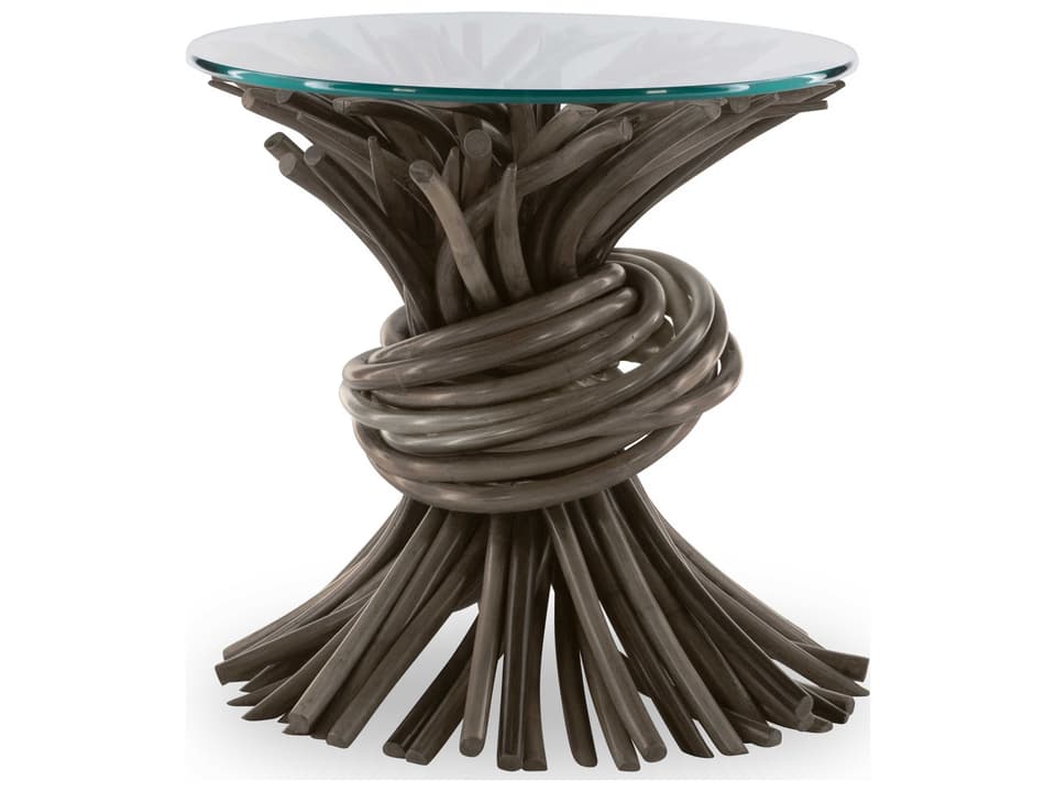 Curate Round Glass Grey End Table
