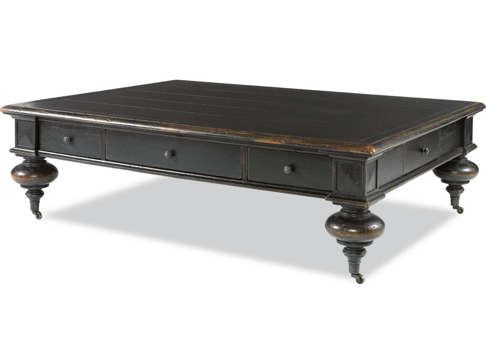 Monarch Grand Oak Coffee Table with 5 Drawers and Casters