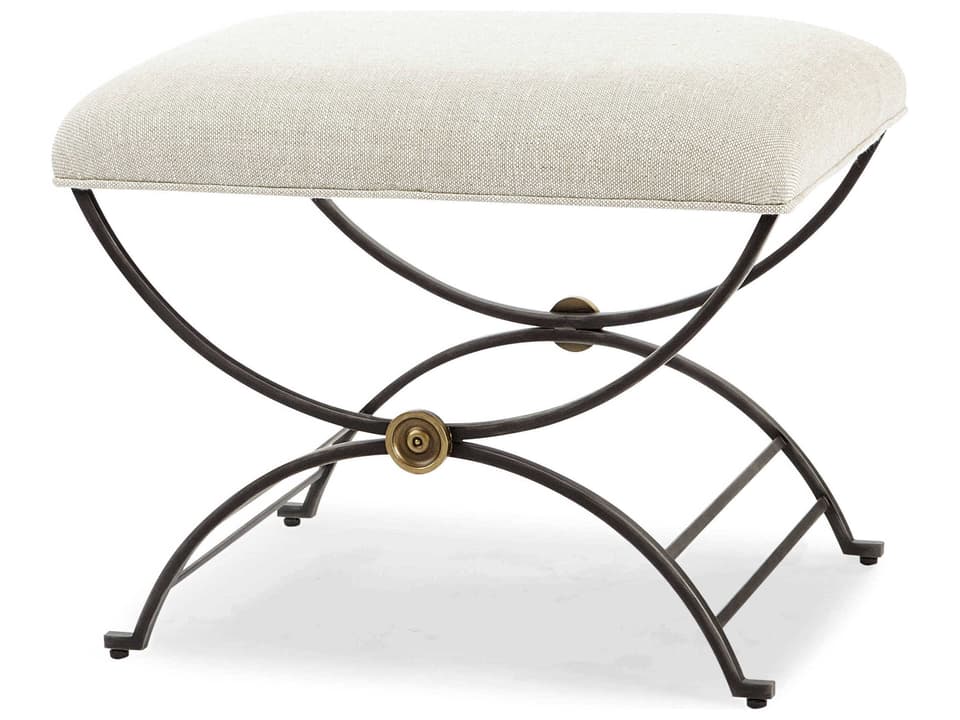 Monarch White Upholstered Accent Stool