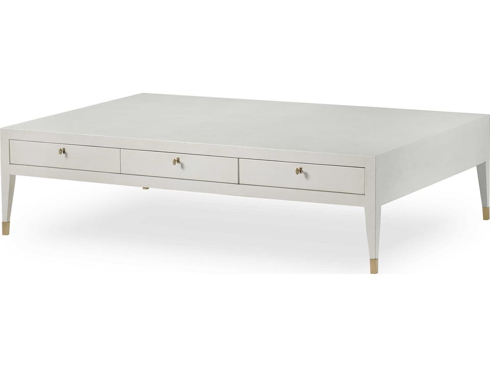 Monroe Grand Rectangle Coffee Table in Ivory Faux Shagreen