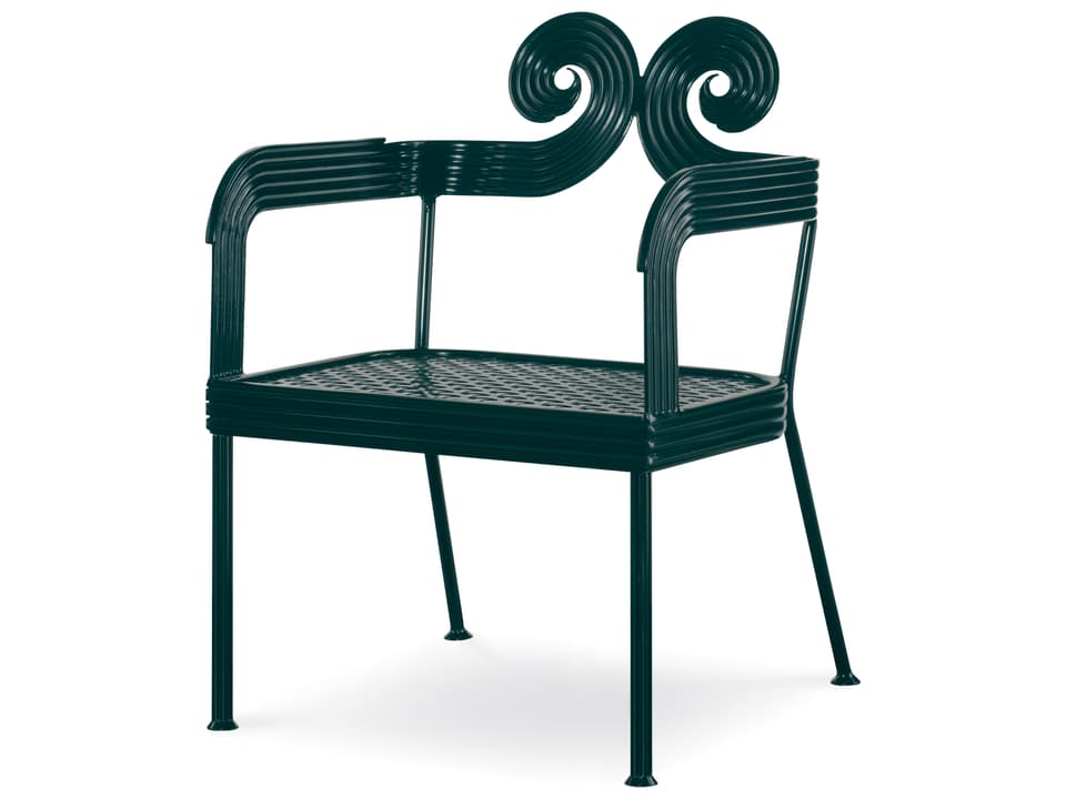 Thomas O'Brien Augustine Aluminum Dining Armchair in Litchfield Green