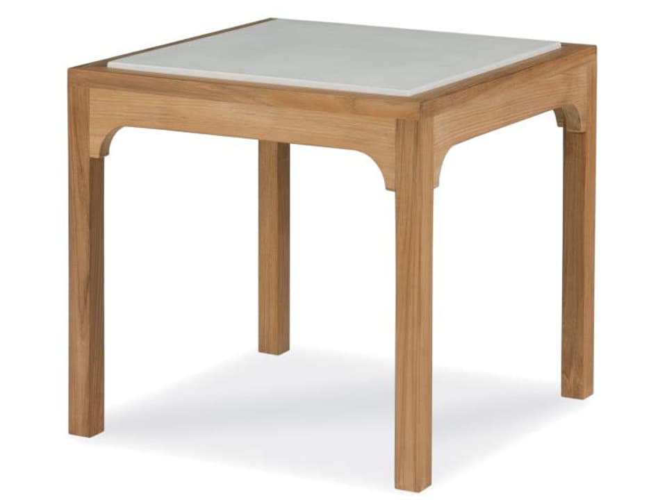 Tangier Teak Square End Table with Cast Stone Top by Richard Frinier