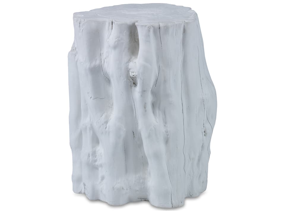 Outdoor Complements Glass Reinforced Concrete End Table in White