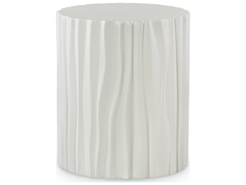 Marquis Round Outdoor Side Table in White GFRC