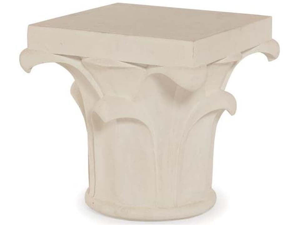 Complements Stone Corinthian Square End Table in White