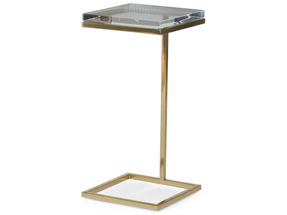 Grand Tour Martini Luxe Accent Table with Acrylic Top and Brass Base