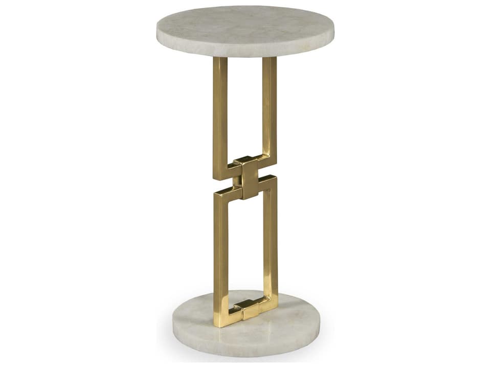 Grand Tour Links Crystal Stone Accent Table in Antique Brass