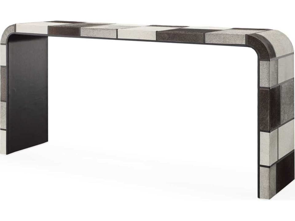 Grand Tour Ferris Hair-on-Hide Console Table in Tri-Tone Geometric